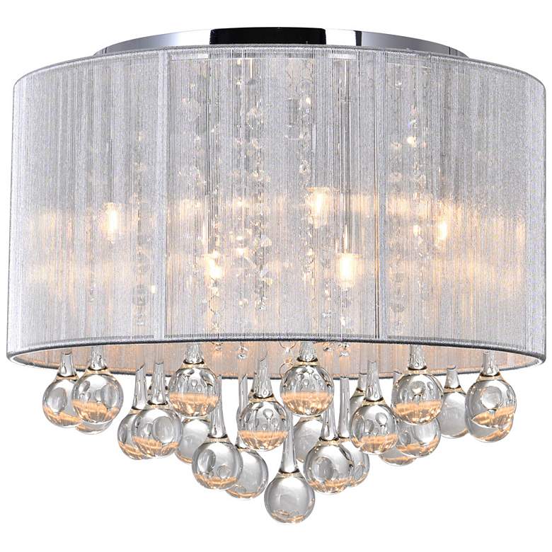 Image 1 Water Drop 6 Light Drum Shade Flush Mount With Chrome Finish