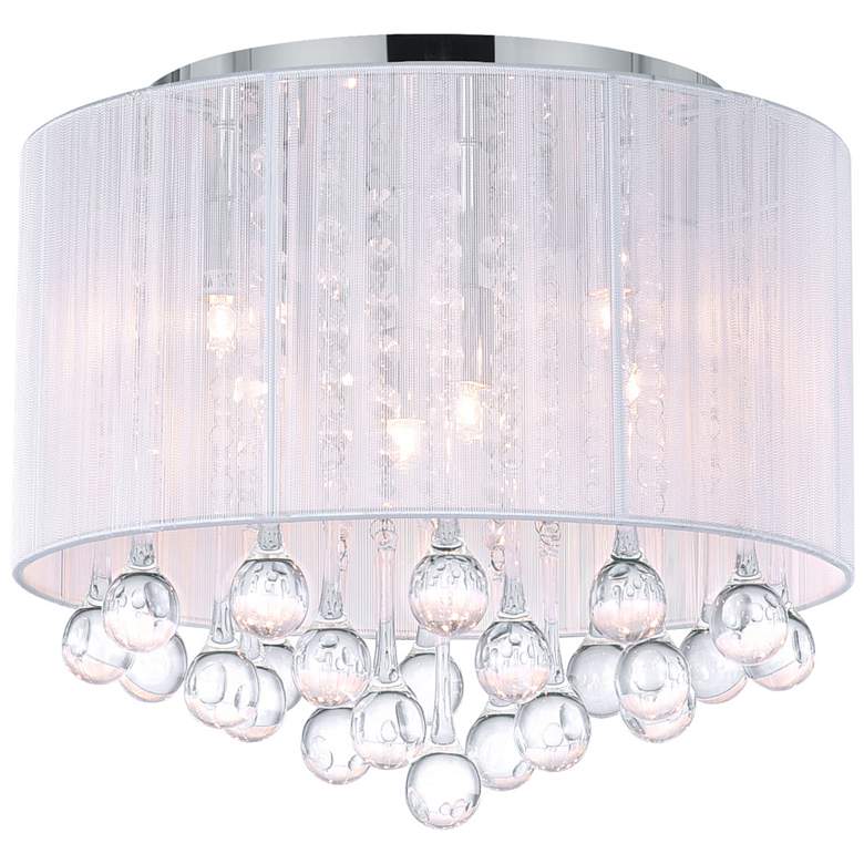 Image 1 Water Drop 6 Light Drum Shade Flush Mount With Chrome Finish