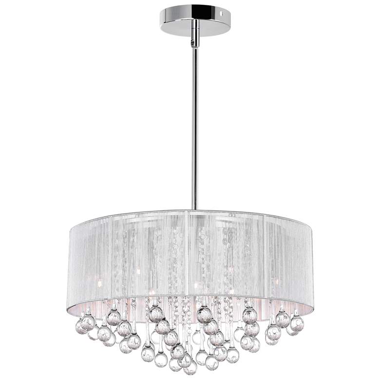 Image 1 Water Drop 9 Light Drum Shade Chandelier With Chrome Finish