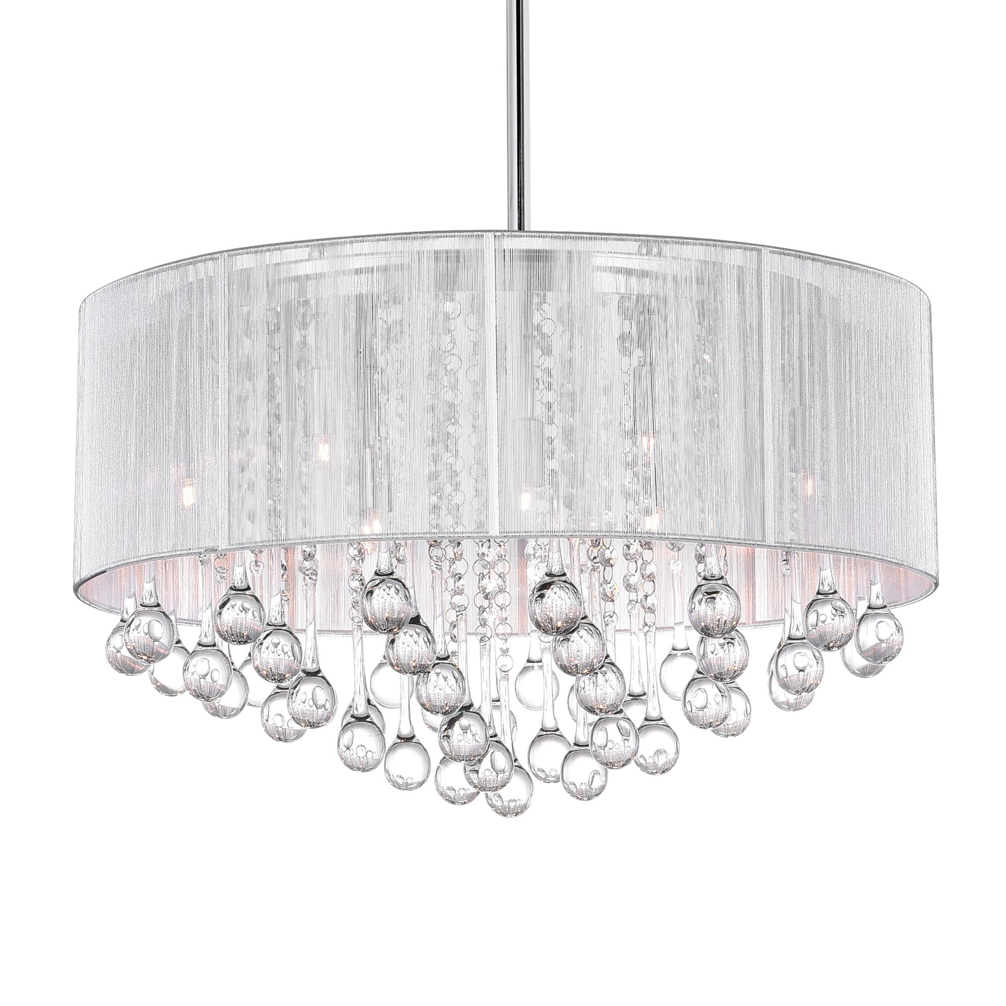Image 2 Water Drop 9 Light Drum Shade Chandelier With Chrome Finish more views
