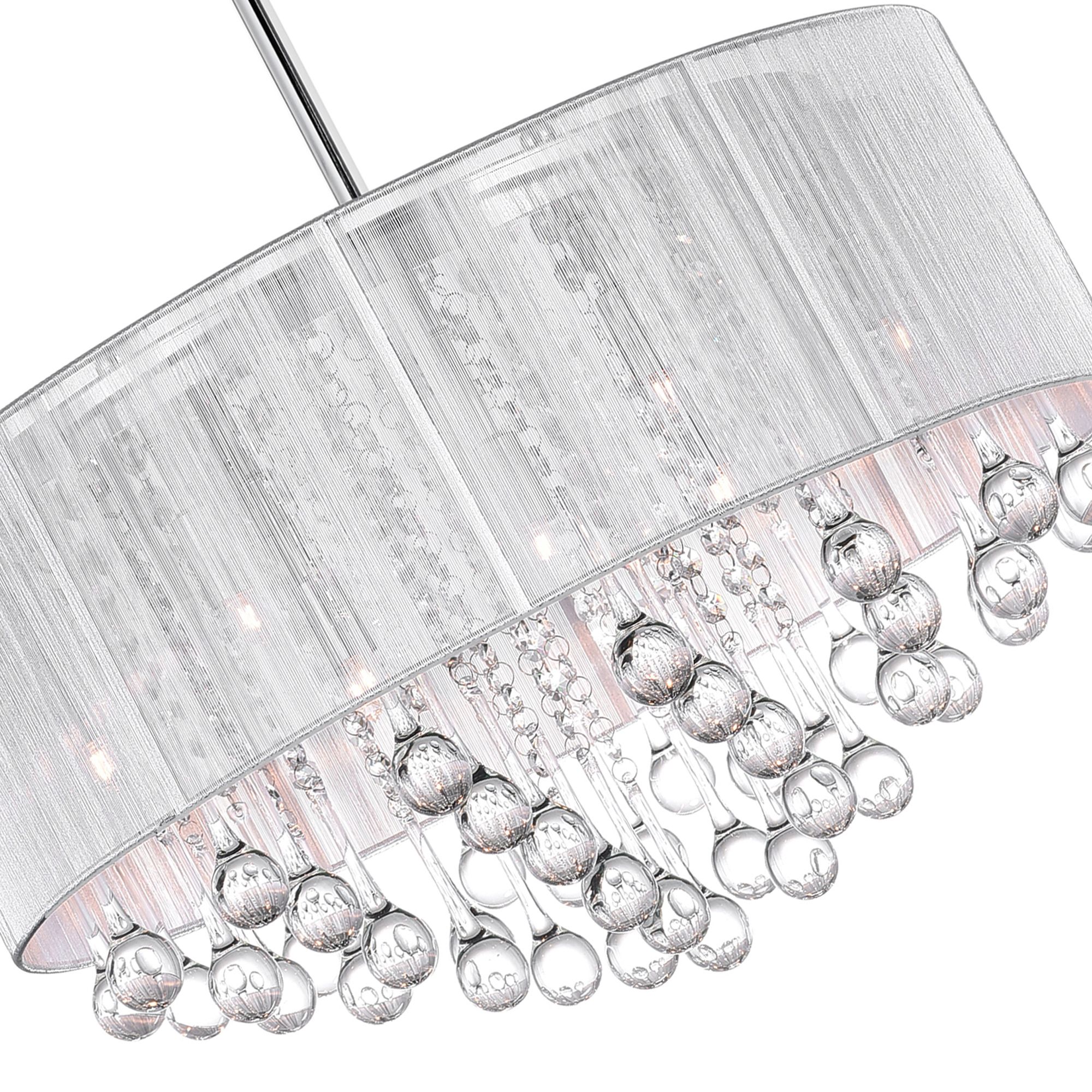 Image 3 Water Drop 9 Light Drum Shade Chandelier With Chrome Finish more views