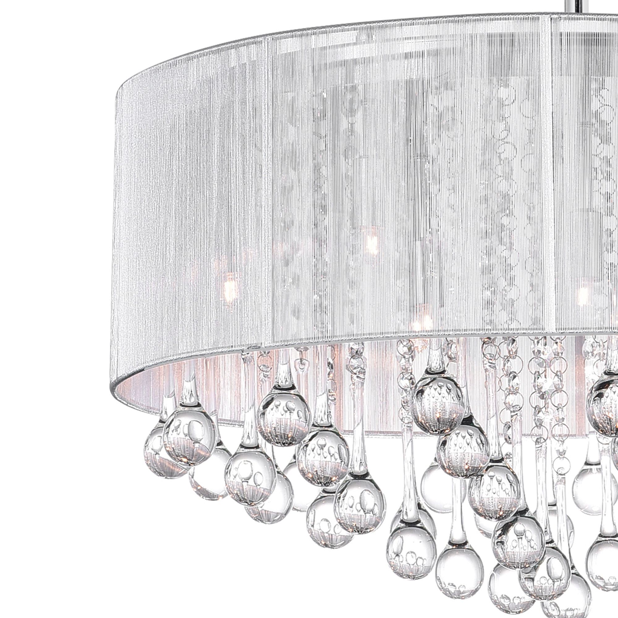Image 4 Water Drop 9 Light Drum Shade Chandelier With Chrome Finish more views