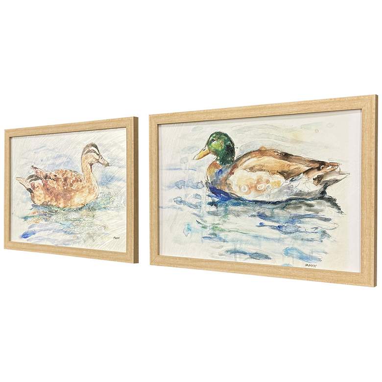 Image 2 Water Duck 20"W x 14"H Modern Non-Glass Framed Art Set of 2 more views