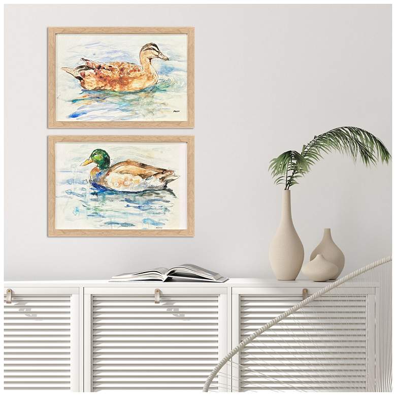 Image 4 Water Duck 20"W x 14"H Modern Non-Glass Framed Art Set of 2 more views