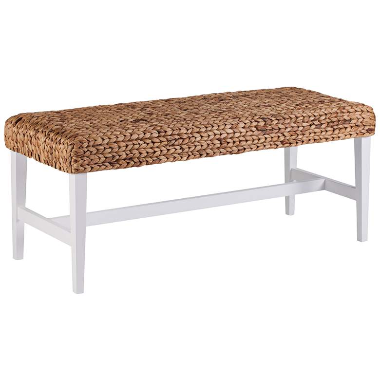 Image 2 Water Hyacinth 44 1/2" Wide Woven Natural and White Banquette Bench