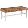 2_Water Hyacinth 44 1/2" Wide Woven Natural and White Banquette Bench
