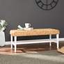 1_Water Hyacinth 44 1/2" Wide Woven Natural and White Banquette Bench