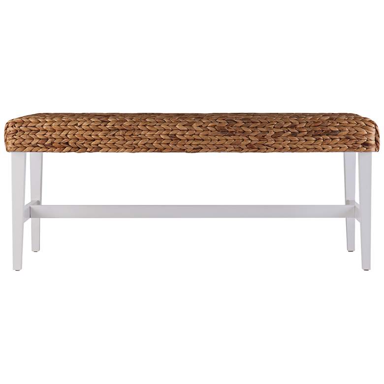 Image 3 Water Hyacinth 44 1/2" Wide Woven Natural and White Banquette Bench more views