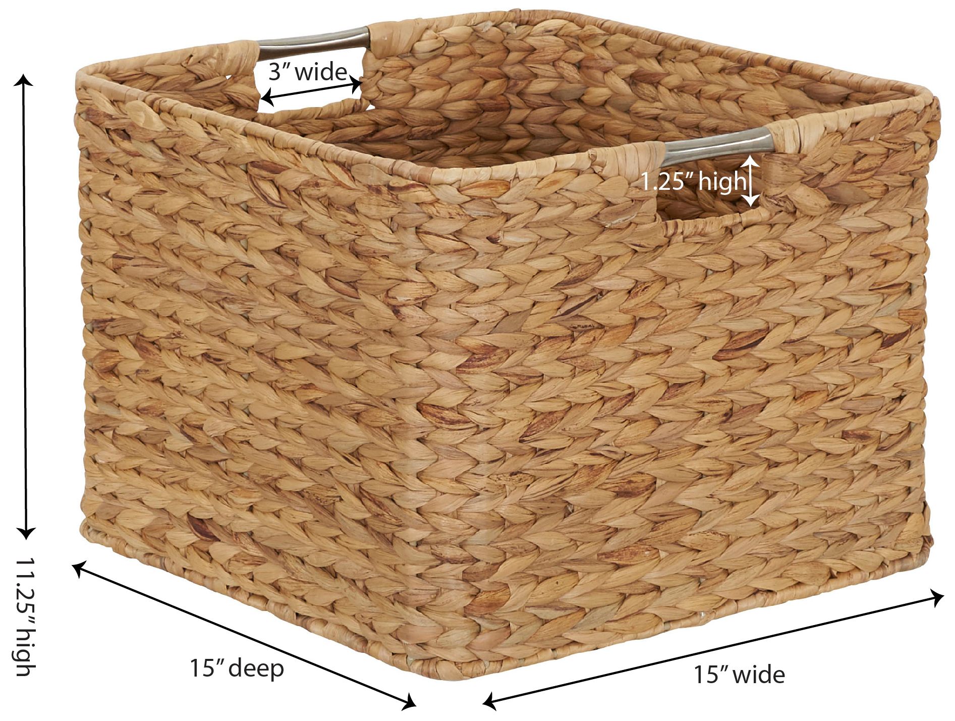 Image 2 Water Hyacinth Cube with Stainless Steel Handles, Natural more views