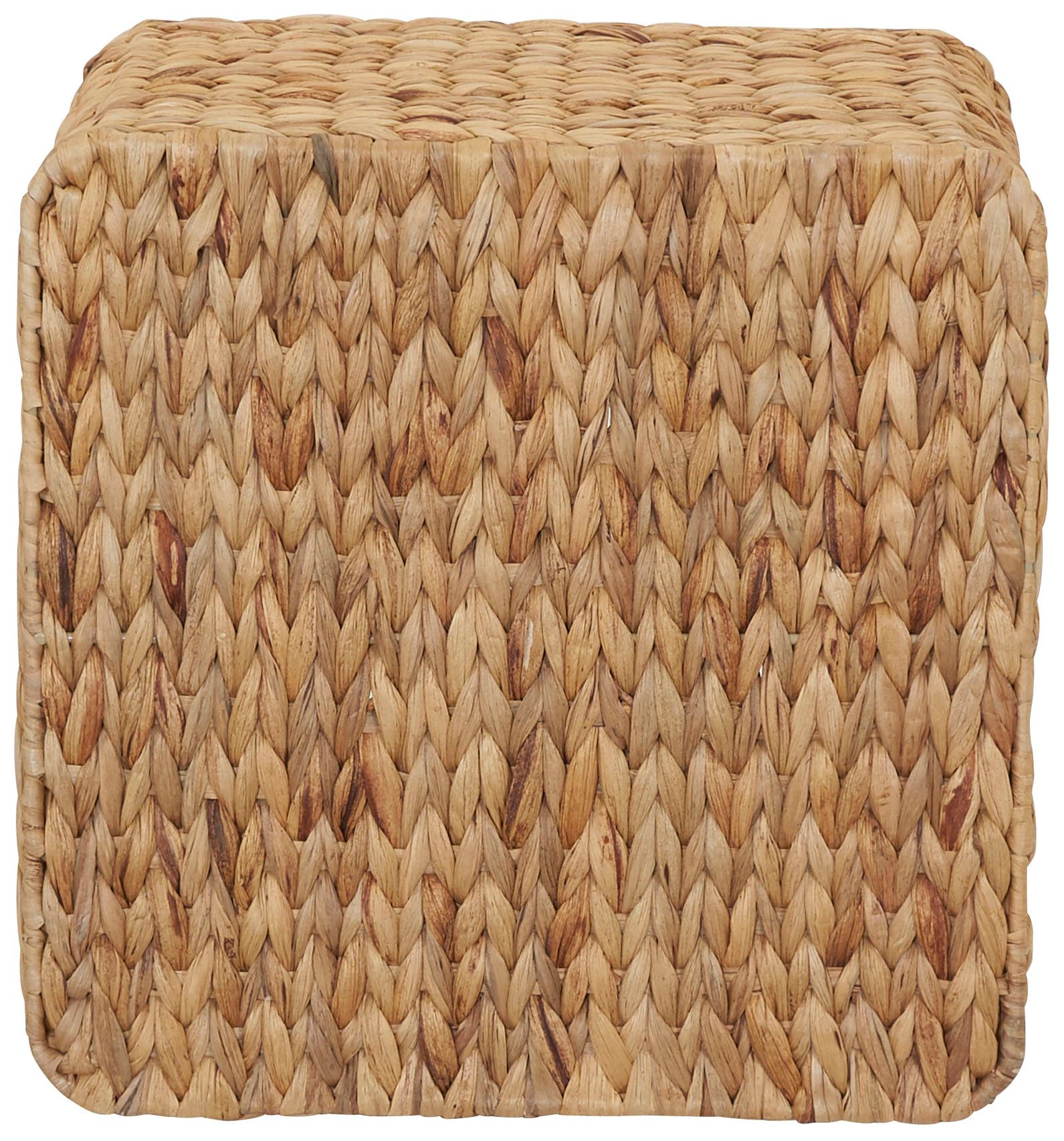 Image 3 Water Hyacinth Cube with Stainless Steel Handles, Natural more views