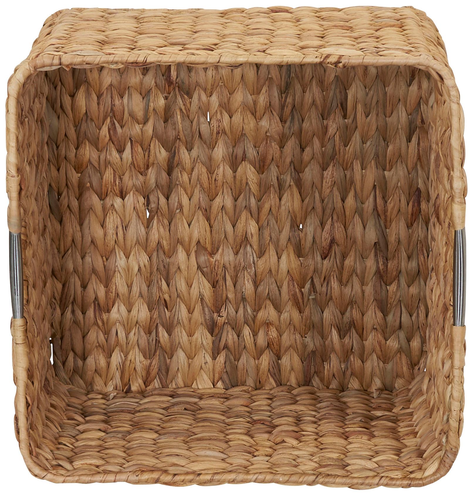 Image 4 Water Hyacinth Cube with Stainless Steel Handles, Natural more views