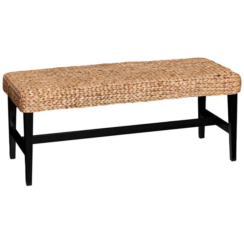 Image 2 Water Hyacinth Natural Woven 44 1/2" Wide Banquette Bench