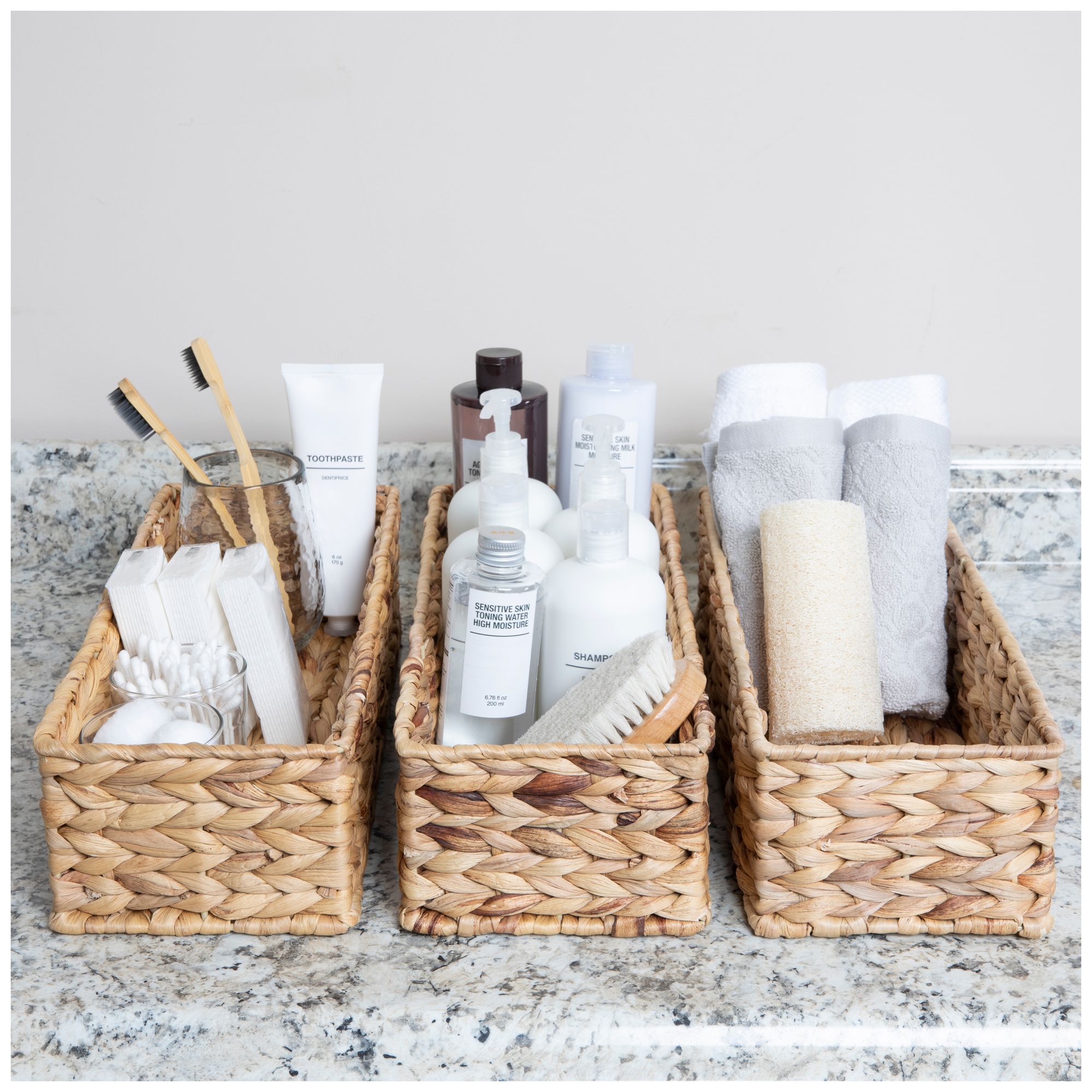 Image 4 Water Hyacinth Rectangular Storage Basket, Natural more views