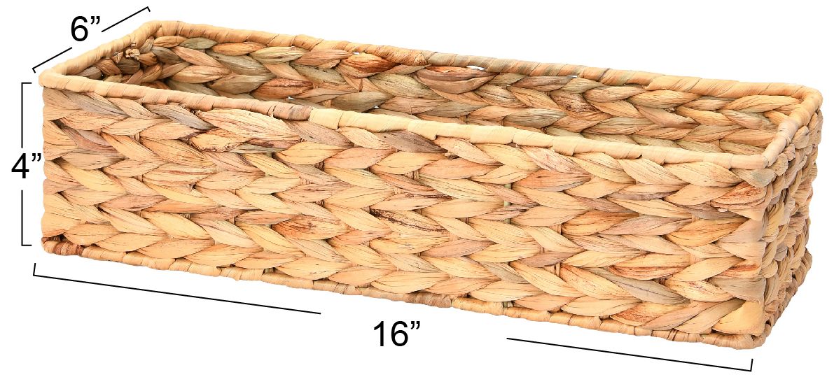 Image 5 Water Hyacinth Rectangular Storage Basket, Natural more views