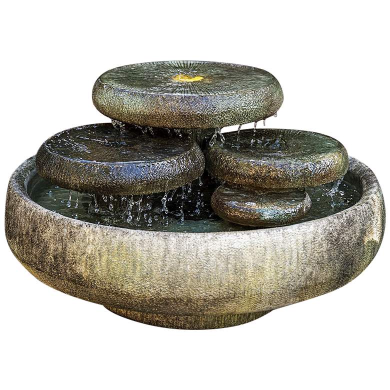 Image 2 Water Lilies 17 1/2"H Relic Sargasso LED Outdoor Fountain
