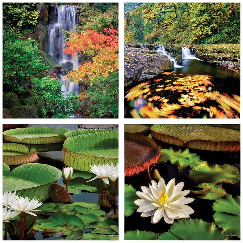 Image 3 Water Lilies 20" Square 4-Piece Printed Glass Wall Art Set