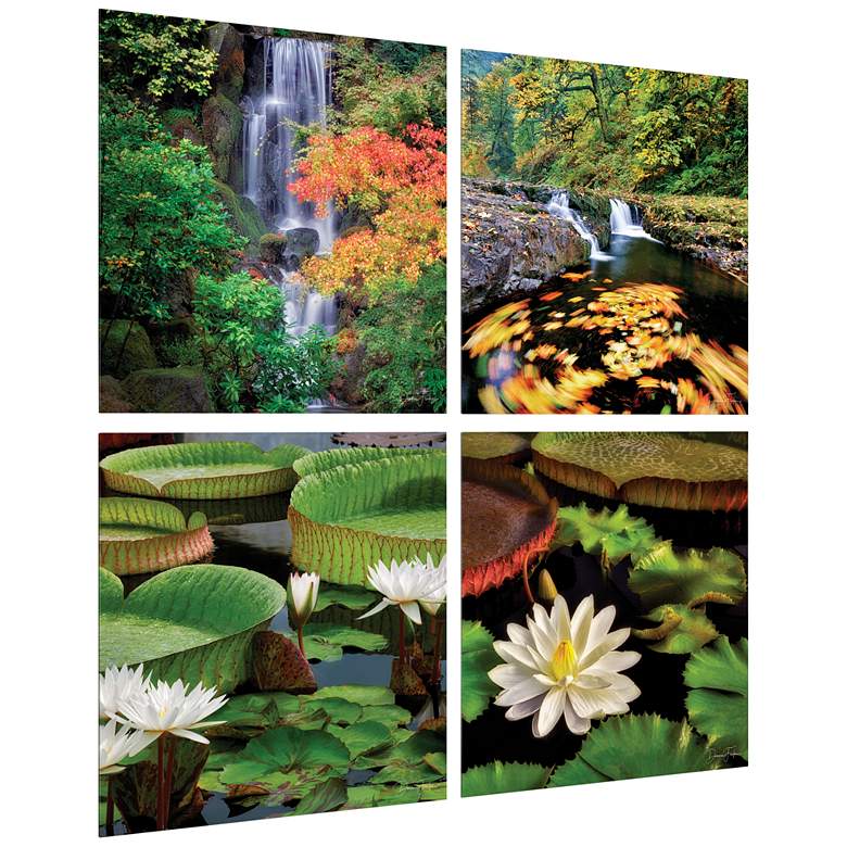 Image 5 Water Lilies 20" Square 4-Piece Printed Glass Wall Art Set more views