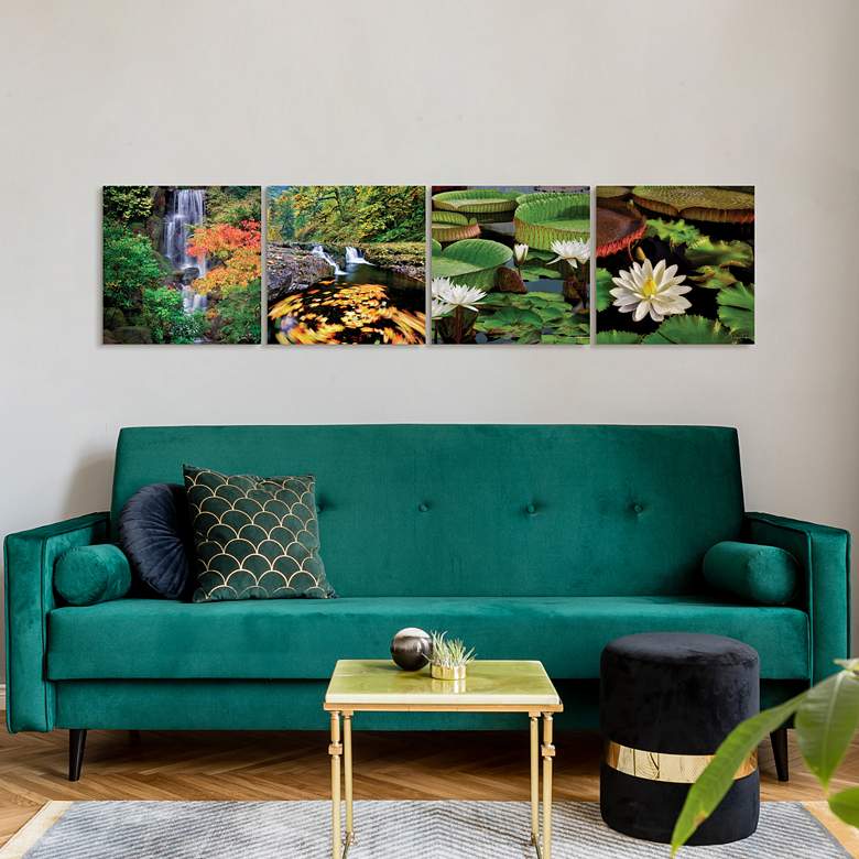 Image 6 Water Lilies 20" Square 4-Piece Printed Glass Wall Art Set more views
