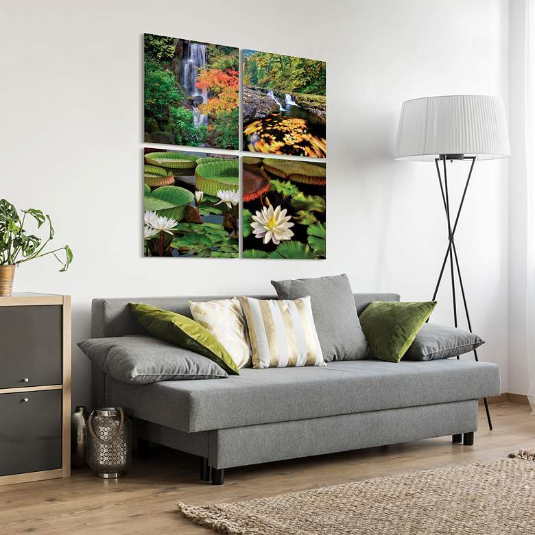 Image 7 Water Lilies 20" Square 4-Piece Printed Glass Wall Art Set more views