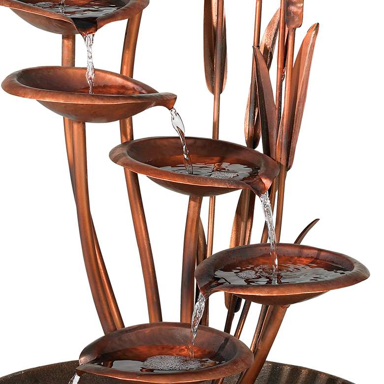 Water Lilies and Cat Tails 33&quot; High Rustic Garden Fountain more views