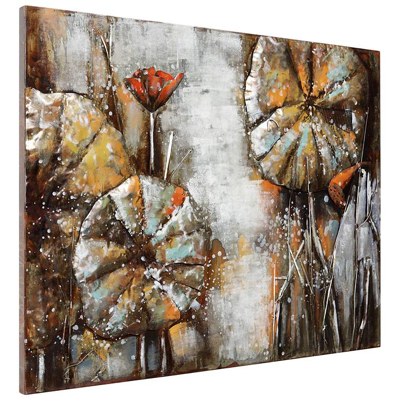 Image 2 Water Lilly Pads I" Mixed Media Iron Hand Painted Dimensional Wall Art more views