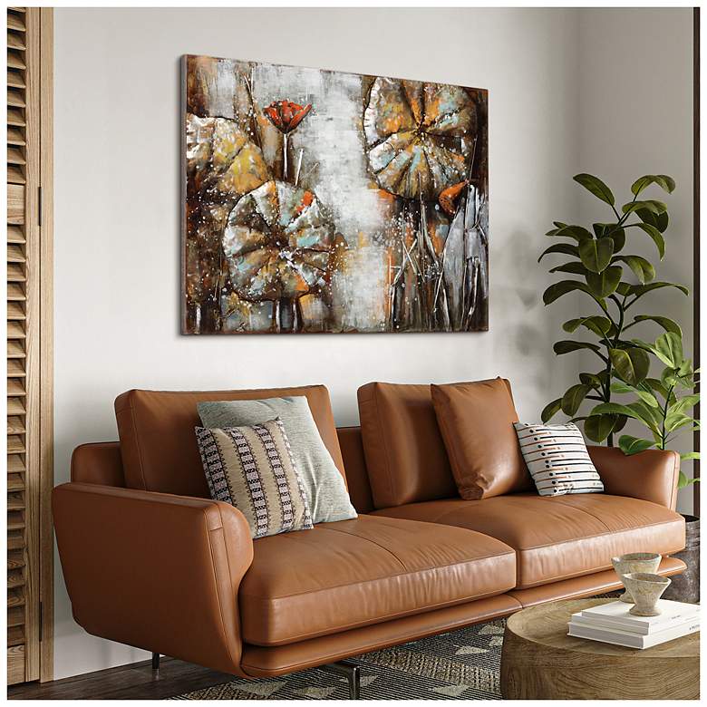 Image 5 Water Lilly Pads I" Mixed Media Iron Hand Painted Dimensional Wall Art more views