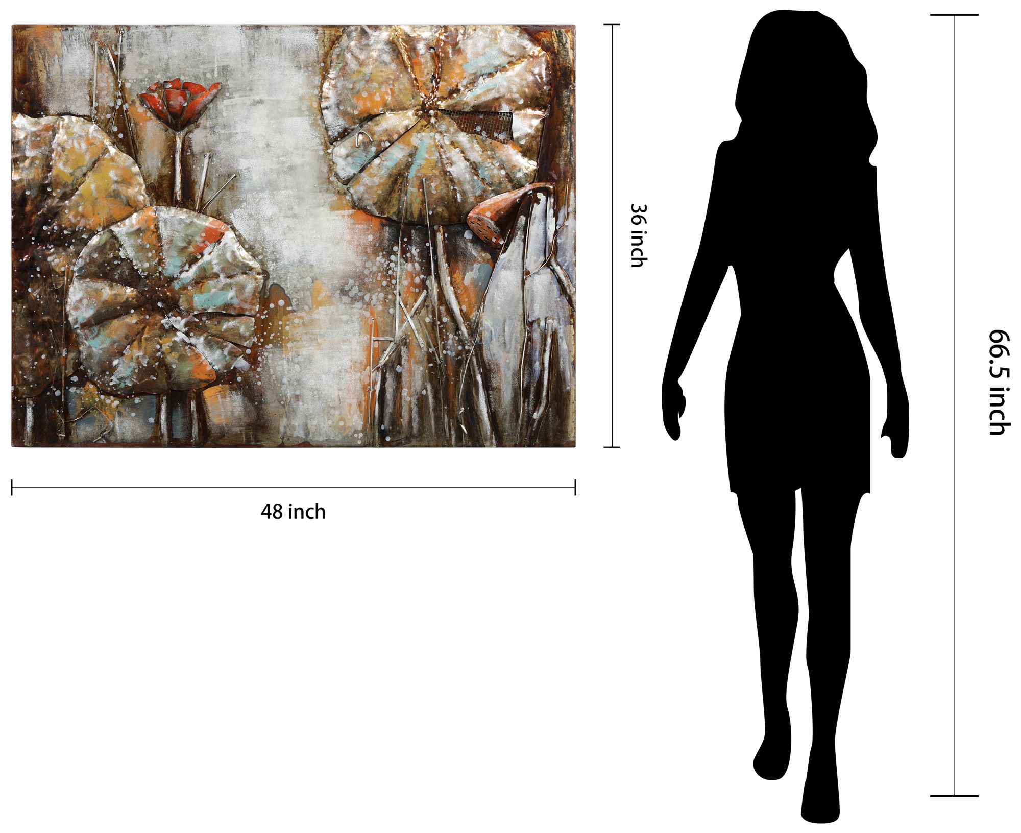 Water Lilly Pads I" Mixed Media Iron Hand Painted Dimensional Wall Art