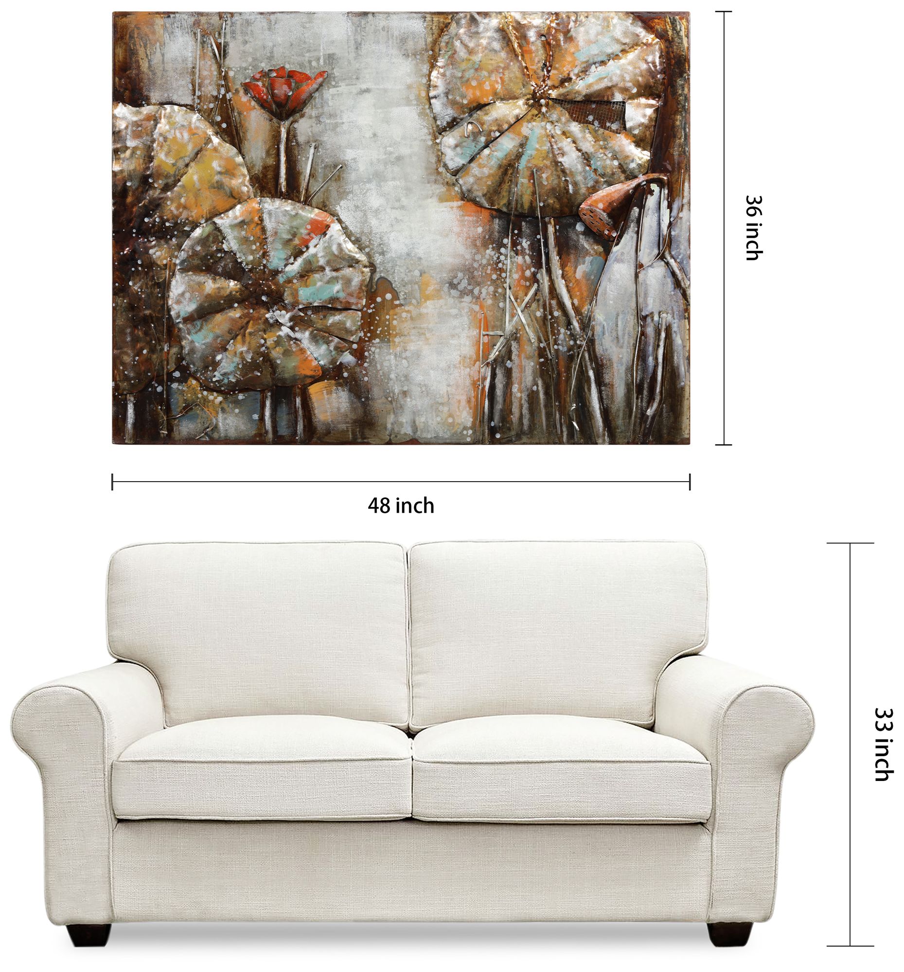 Water Lilly Pads I" Mixed Media Iron Hand Painted Dimensional Wall Art