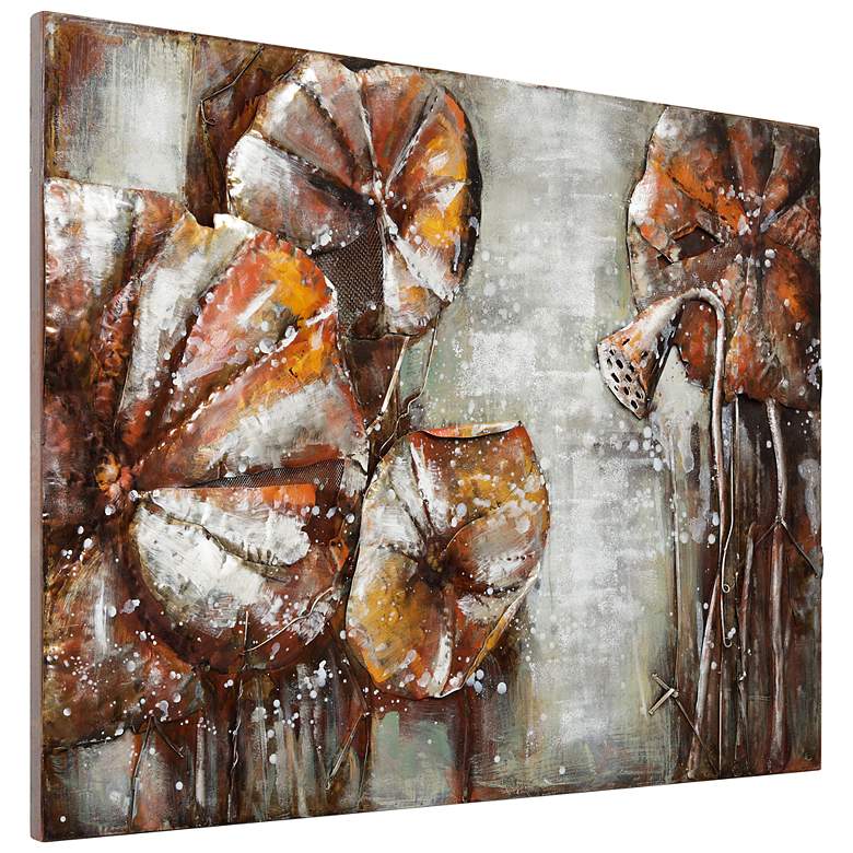 Image 2 Water Lilly Pads II" Mixed Media Iron Hand Painted Dimensional Wall Art more views