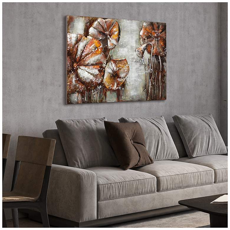 Image 5 Water Lilly Pads II" Mixed Media Iron Hand Painted Dimensional Wall Art more views