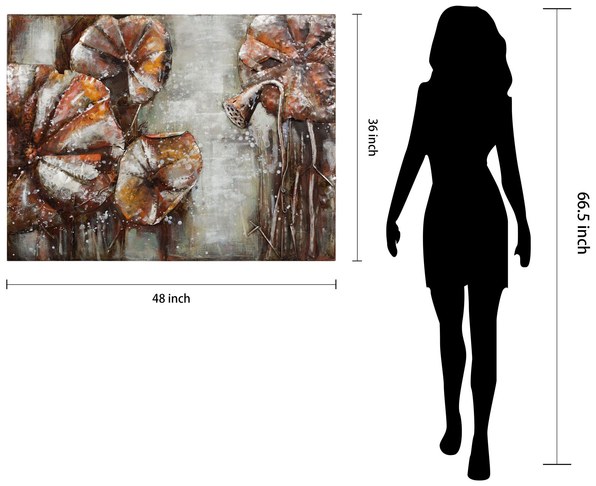 Water Lilly Pads II" Mixed Media Iron Hand Painted Dimensional Wall Art