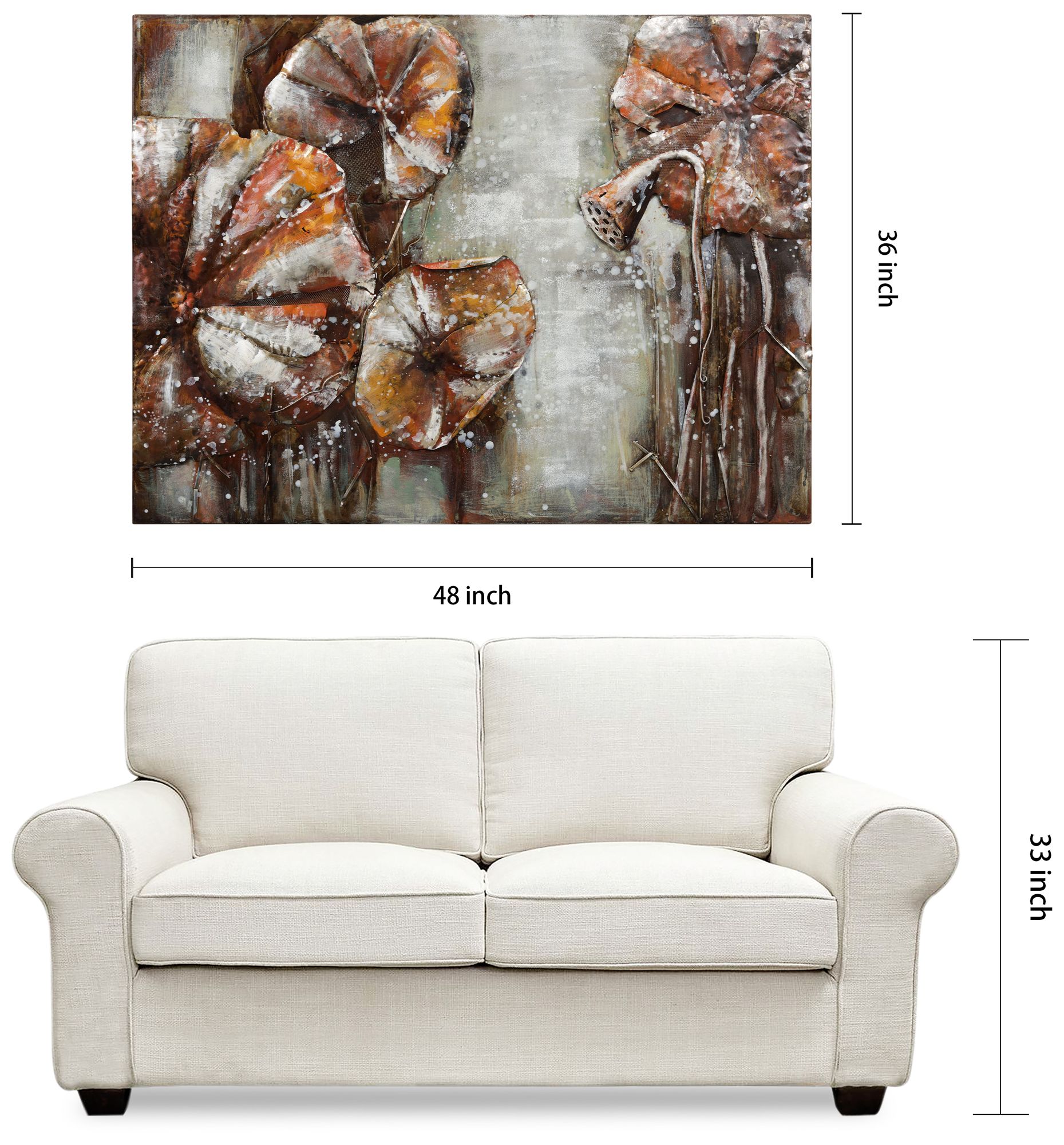 Water Lilly Pads II" Mixed Media Iron Hand Painted Dimensional Wall Art