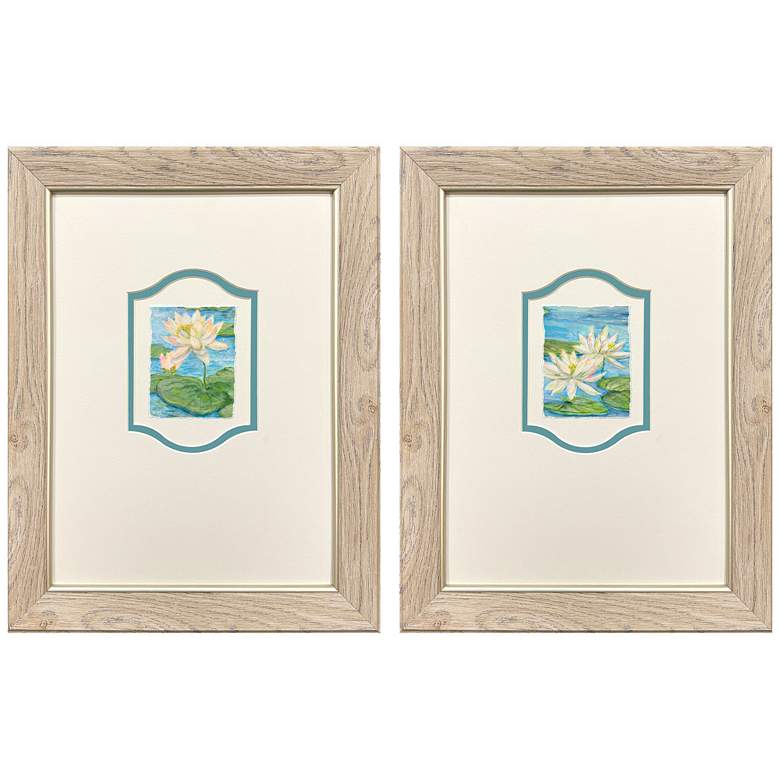 Image 1 Water Lily Reverie 13"W x 17"H Framed Art Set of 2