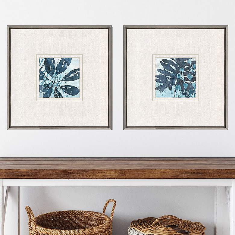 Image 2 Water Palms II 26 inch Square 2-Piece Framed Wall Art Set