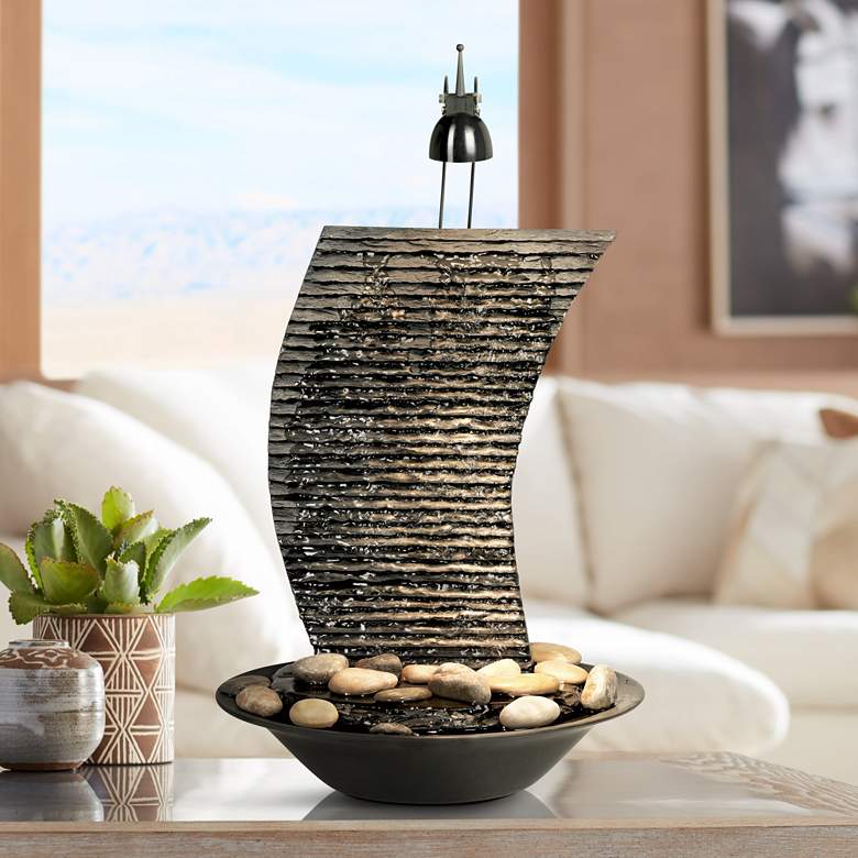 Image 2 Water Ripple 17 1/4" High Lighted Table Fountain