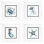 Water Sea Creatures 23"W x 23"H Framed Wall Art Set of 4