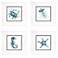 Water Sea Creatures 23"W x 23"H Framed Wall Art Set of 4