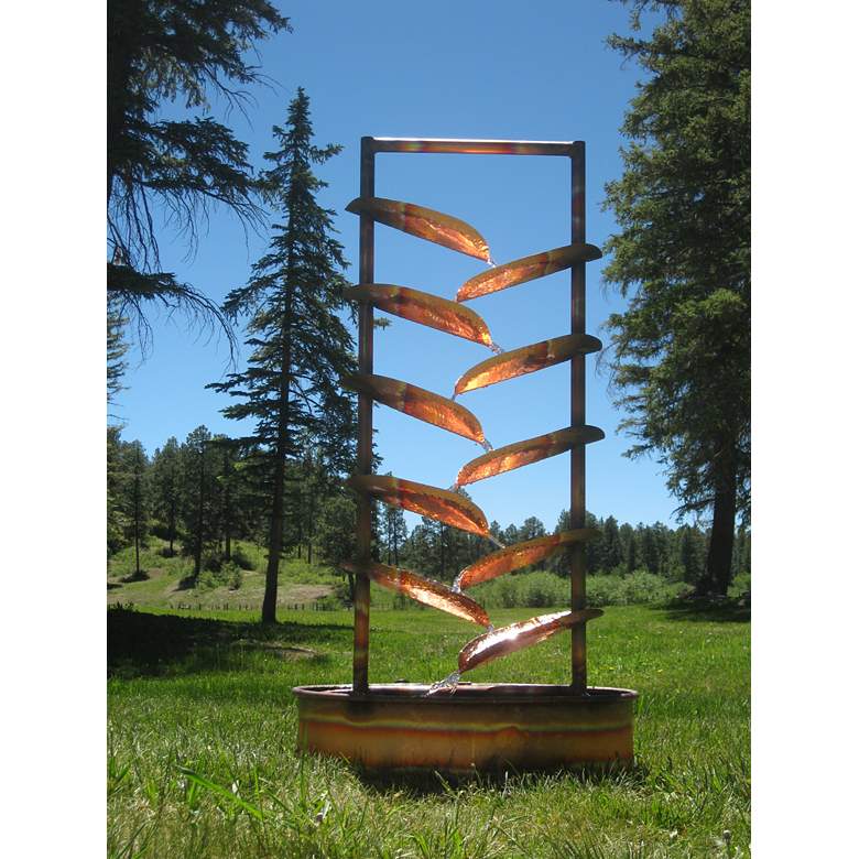 Image 1 Water Trellis 60" High Sculptural Copper Outdoor Fountain