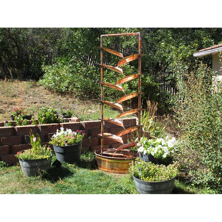 Image 1 Water Trellis 84" High Copper Outdoor Tiered Fountain