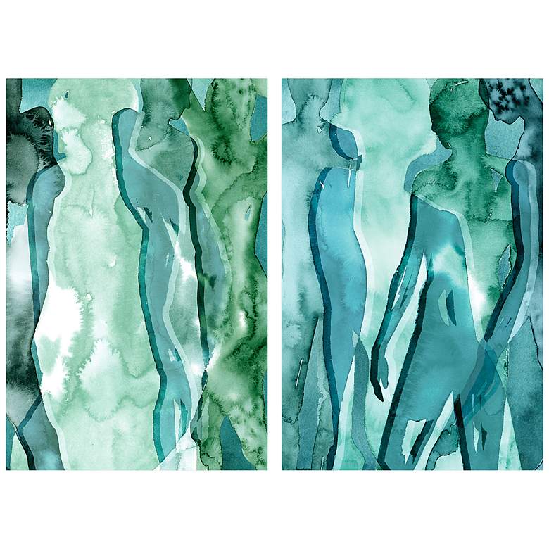 Image 3 Water Women 64 inchW Free Floating 2-Piece Glass Wall Art Set