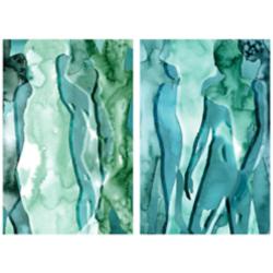 Water Women 64&quot;W Free Floating 2-Piece Glass Wall Art Set