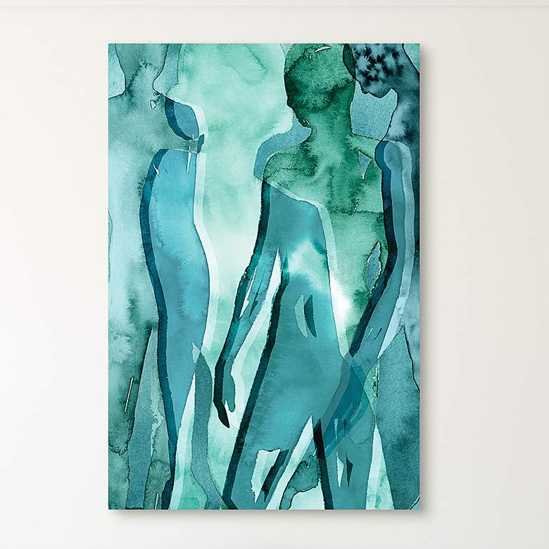 Image 1 Water Women II 48 inchH Free Floating Tempered Glass Wall Art