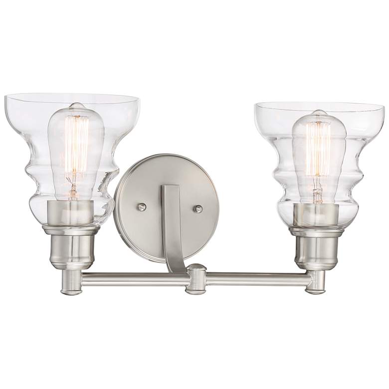 Image 1 Waterbury 9" High Brushed Nickel 2-Light Wall Sconce
