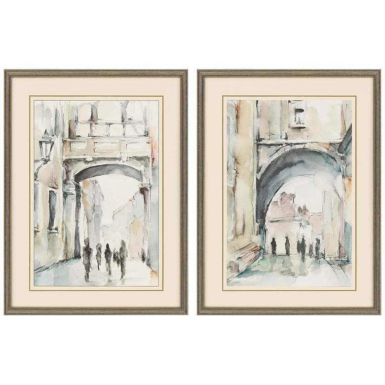 Image 2 Watercolor Arches I 32 inch High 2-Piece Framed Wall Art Set 