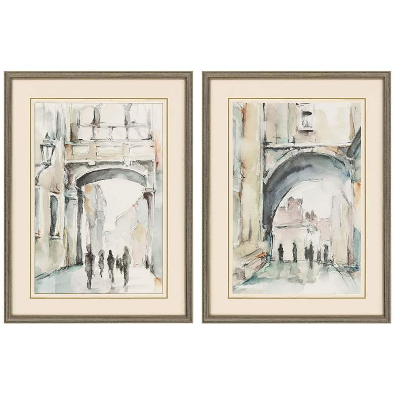 Image 2 Watercolor Arches I 32" High 2-Piece Framed Wall Art Set