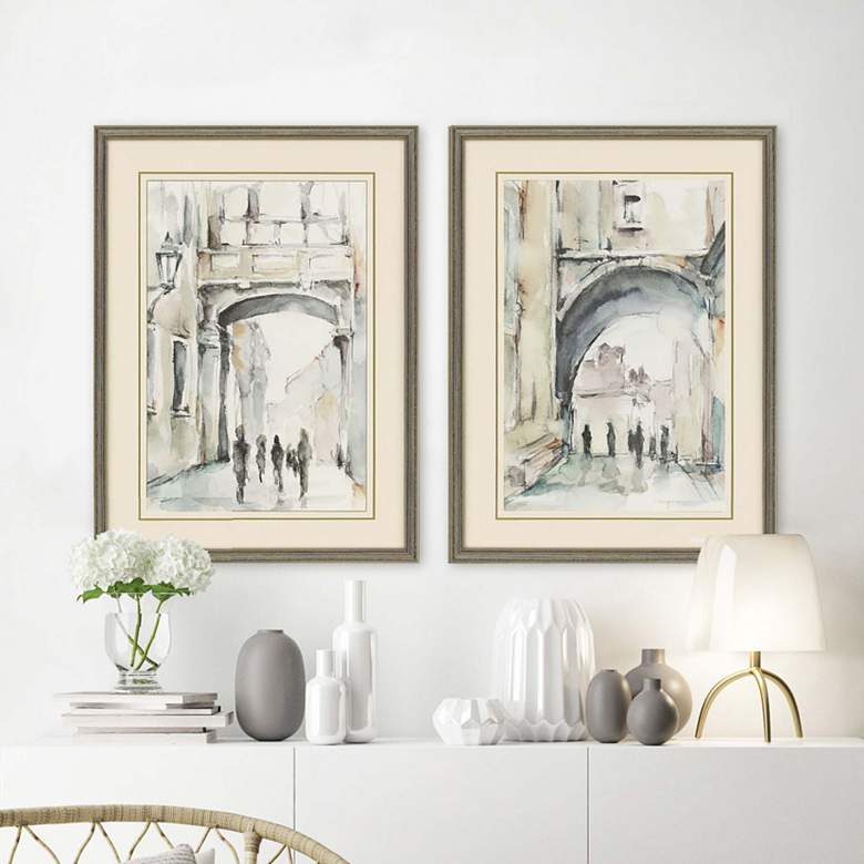 Image 1 Watercolor Arches I 32 inch High 2-Piece Framed Wall Art Set 