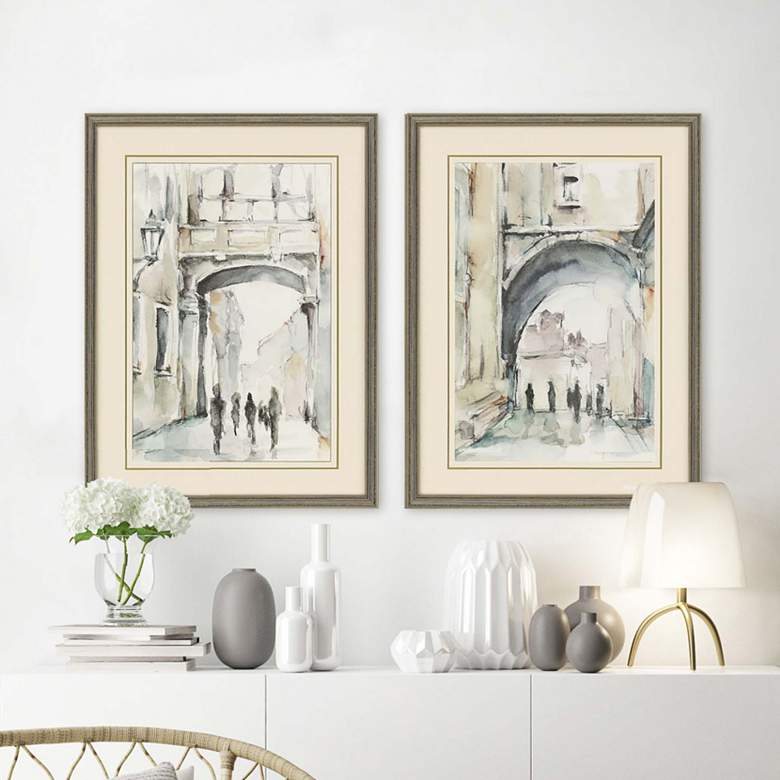 Image 1 Watercolor Arches I 32" High 2-Piece Framed Wall Art Set