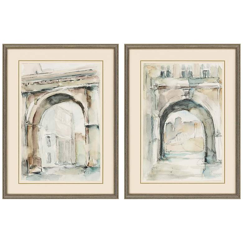 Image 2 Watercolor Arches II 32 inch High 2-Piece Framed Wall Art Set 