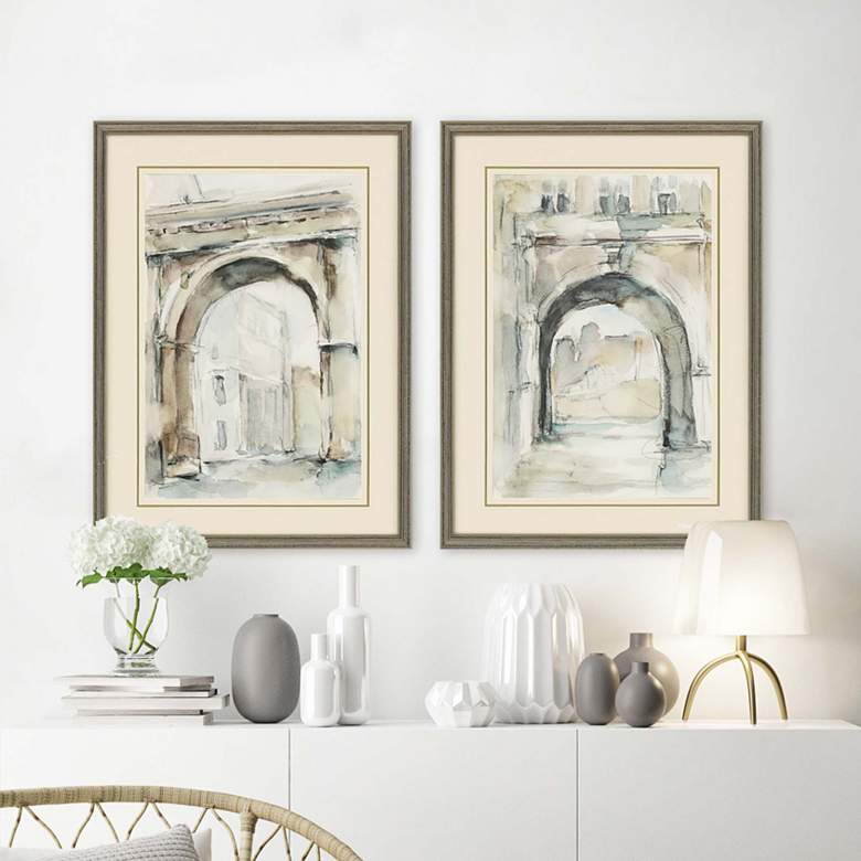 Image 1 Watercolor Arches II 32 inch High 2-Piece Framed Wall Art Set 