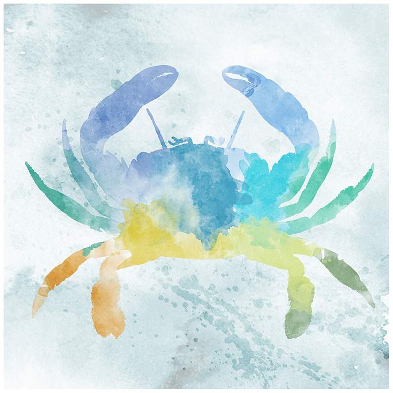 Image 1 Watercolor Crab 12 inch Square Canvas Giclee Wall Art